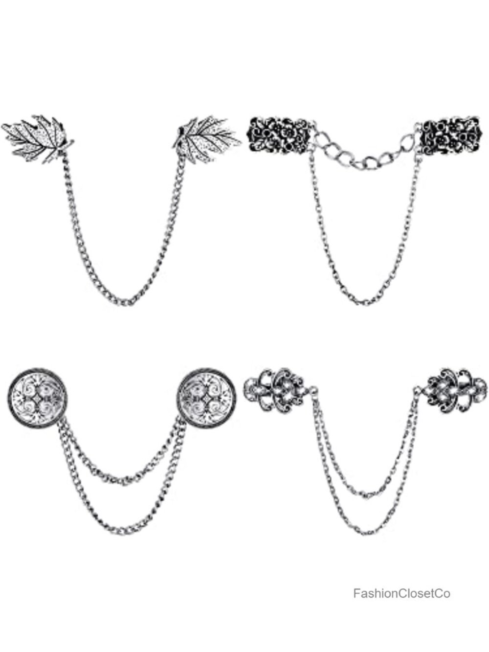 Vintage Sweater Shawl Chain Clips Retro Cardigan Collar Brooch Clips